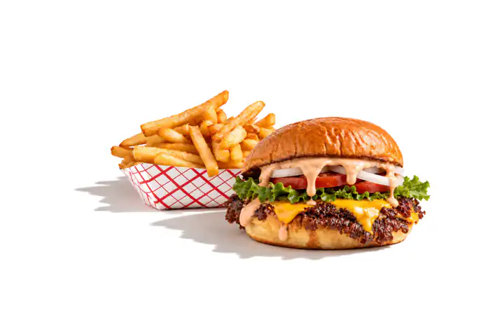 1 Slider and Fries — One slider and a side of fries. A slider is two smashed patties on two slices of cheese, buttered Martin’s roll.